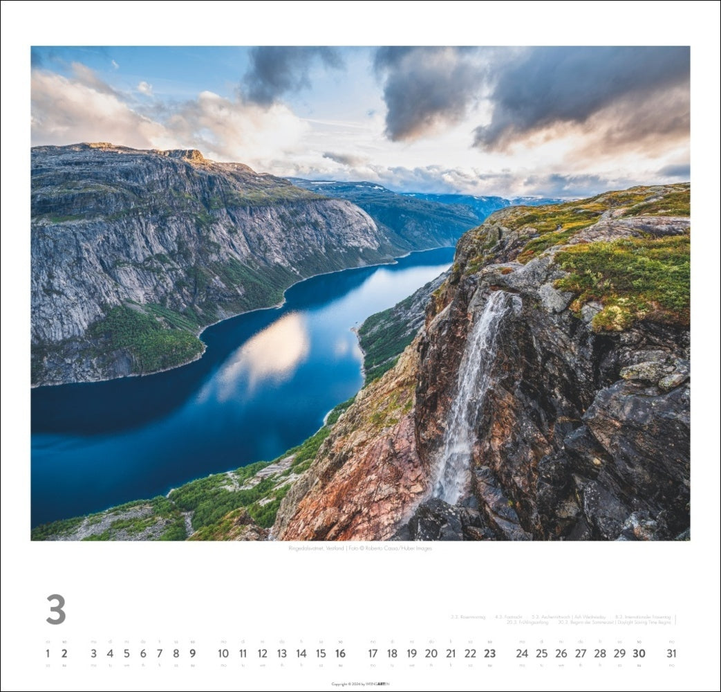 Norwegen - Wandkalender 2025 - 48 x 46 cm - Kunstverlag Weingarten