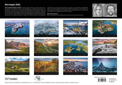 Norway - 360° Premium Wall Calendar 2026 - 50 x 35 cm - 360Grad Medien