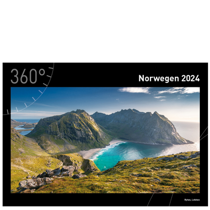 Norwegen - 360° Premium-Wandkalender 2024 - 50 x 35 cm - 360Grad Medien