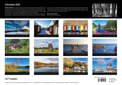 Schweden - 360° Premium-Wandkalender 2025 - 50 x 35 cm - 360Grad Medien