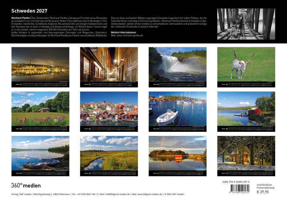Schweden - 360° Premium-Wandkalender 2027 - 50 x 35 cm - 360Grad Medien