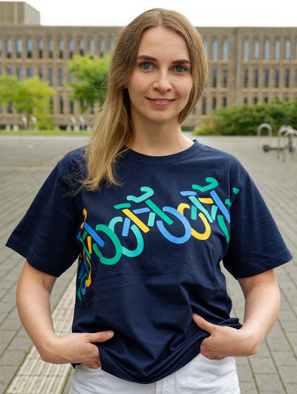 T-Shirt mit bunten Fahrrädern - Blau - Bo Bendixen