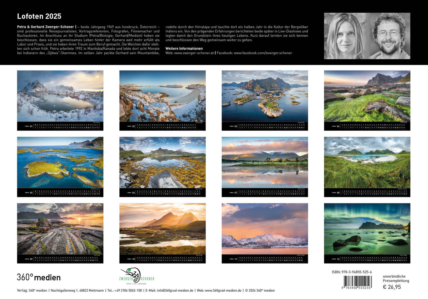 Lofoten - 360° Premium-Wandkalender 2025 - 50 x 35 cm - 360Grad Medien