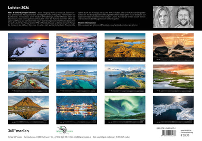 Lofoten - 360° Premium-Wandkalender 2026 - 50 x 35 cm - 360Grad Medien