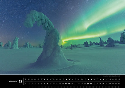 Nordlichter - 360° Premium-Wandkalender 2024 - 50 x 35 cm - 360Grad Medien