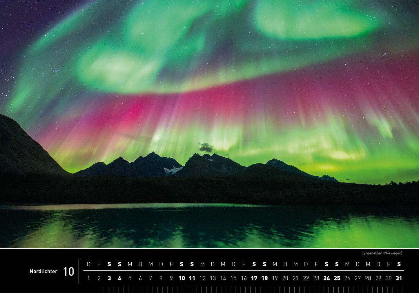 Nordlichter - 360° Premium-Wandkalender 2026 - 50 x 35 cm - 360Grad Medien