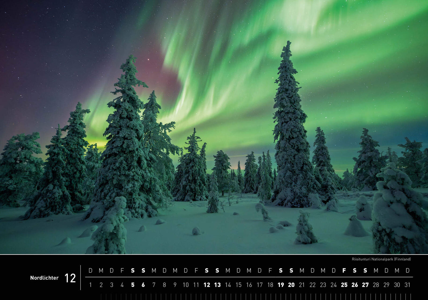 Nordlichter - 360° Premium-Wandkalender 2026 - 50 x 35 cm - 360Grad Medien