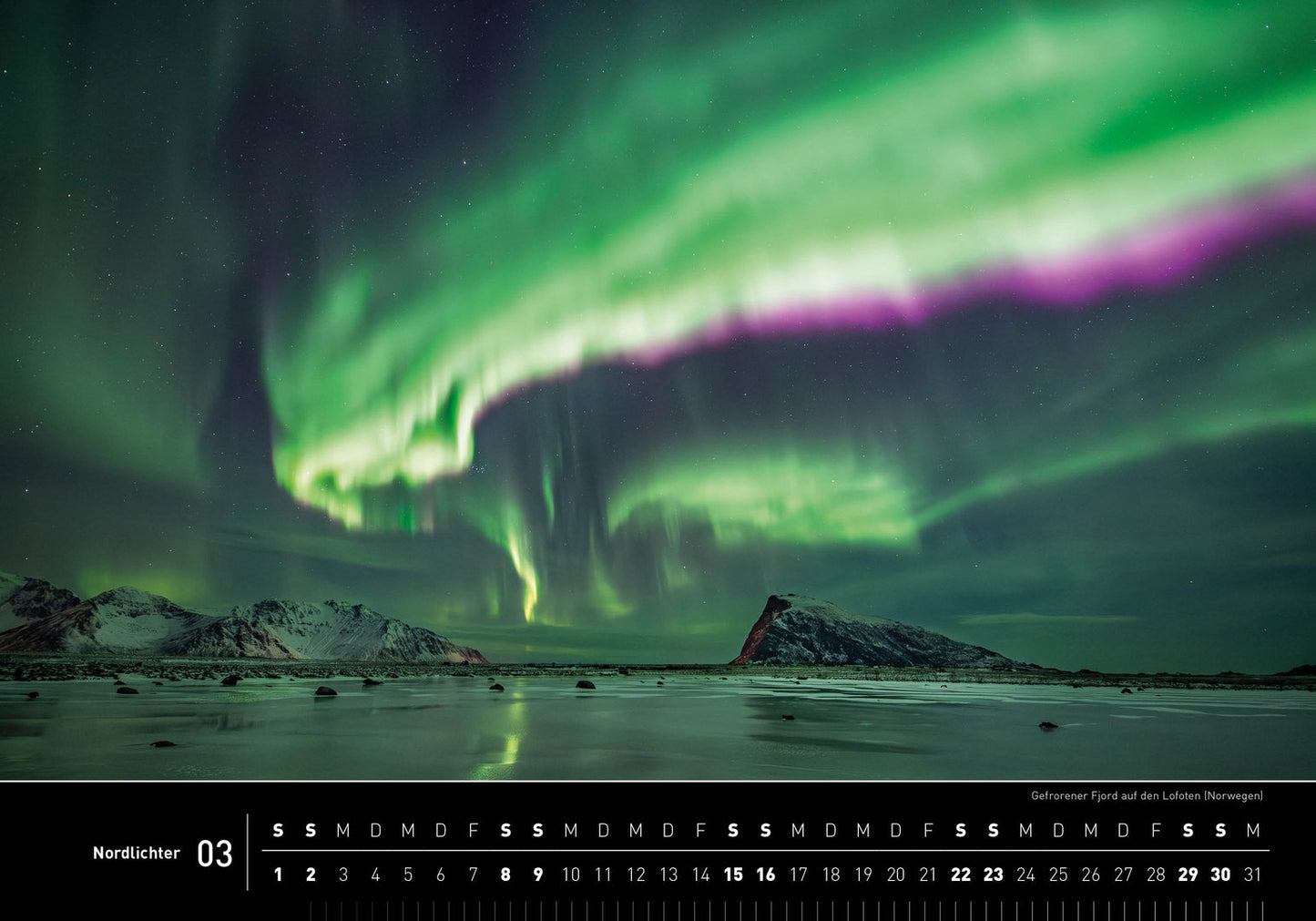 Nordlichter - 360° Premium-Wandkalender 2025 - 50 x 35 cm - 360Grad Medien