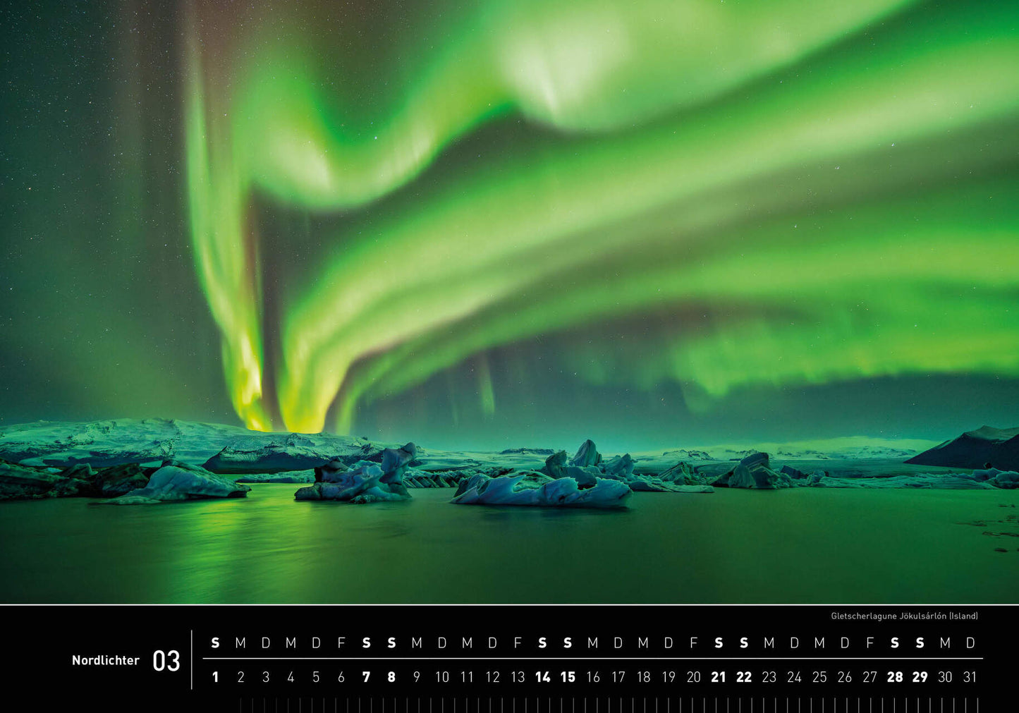 Nordlichter - 360° Premium-Wandkalender 2026 - 50 x 35 cm - 360Grad Medien