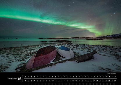 Nordlichter - 360° Premium-Wandkalender 2025 - 50 x 35 cm - 360Grad Medien