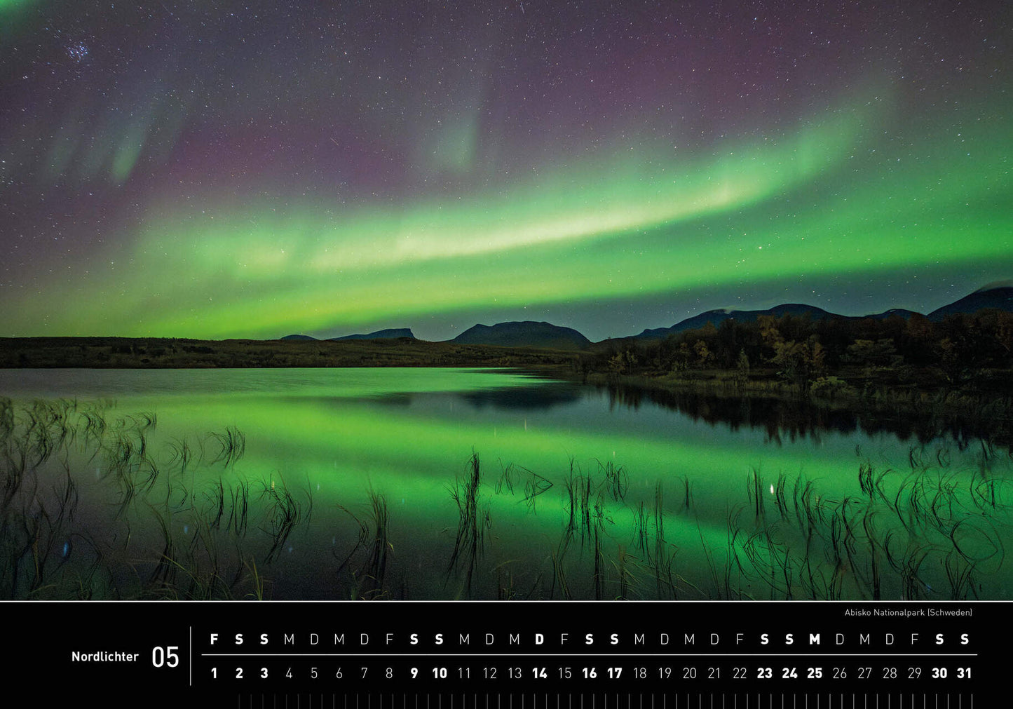 Nordlichter - 360° Premium-Wandkalender 2026 - 50 x 35 cm - 360Grad Medien
