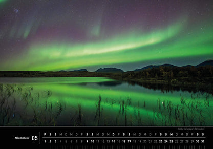 Nordlichter - 360° Premium-Wandkalender 2026 - 50 x 35 cm - 360Grad Medien