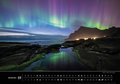 Nordlichter - 360° Premium-Wandkalender 2026 - 50 x 35 cm - 360Grad Medien