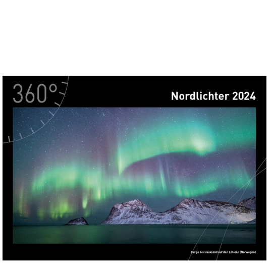Nordlichter - 360° Premium-Wandkalender 2024 - 50 x 35 cm - 360Grad Medien