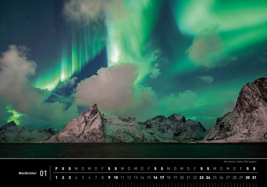 Nordlichter - 360° Premium-Wandkalender 2027 - 50 x 35 cm - 360Grad Medien