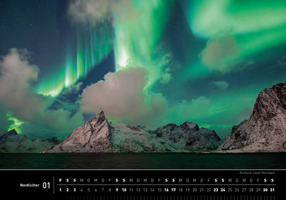 Nordlichter - 360° Premium-Wandkalender 2027 - 50 x 35 cm - 360Grad Medien