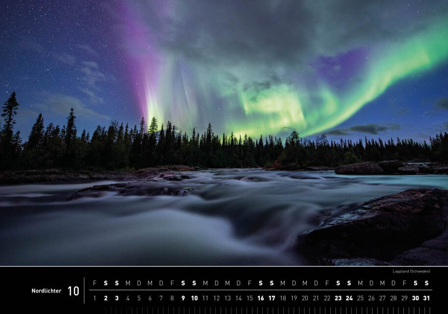 Nordlichter - 360° Premium-Wandkalender 2027 - 50 x 35 cm - 360Grad Medien