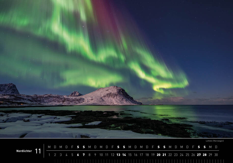 Nordlichter - 360° Premium-Wandkalender 2027 - 50 x 35 cm - 360Grad Medien