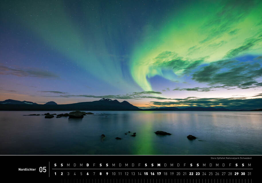 Nordlichter - 360° Premium-Wandkalender 2027 - 50 x 35 cm - 360Grad Medien