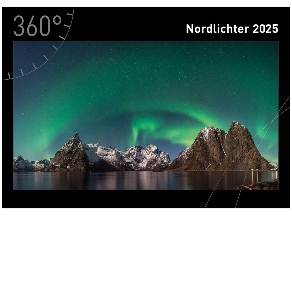 Nordlichter - 360° Premium-Wandkalender 2025 - 50 x 35 cm - 360Grad Medien