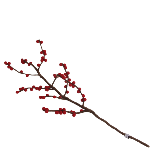 Zweig mit roten Beeren - Wollfilz - handgearbeitet