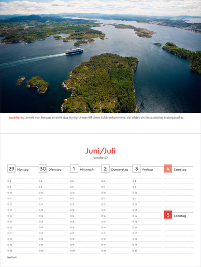 Hurtigruten - Tischkalender 2026 - 24 x 17 cm - Kunth Verlag