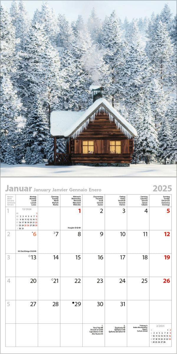 Hygge - Wandkalender 2025 - 30 x 60 cm - Korsch Verlag