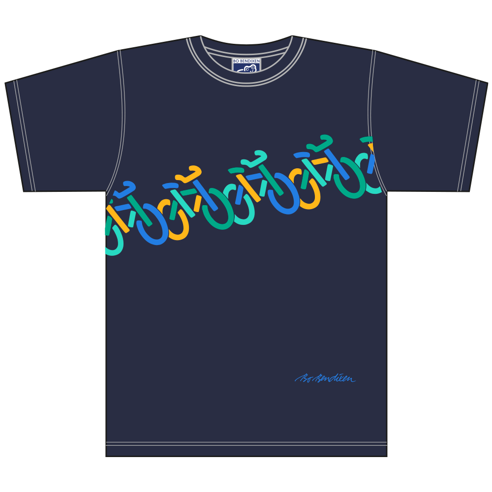 T-Shirt mit bunten Fahrrädern - Blau - Bo Bendixen