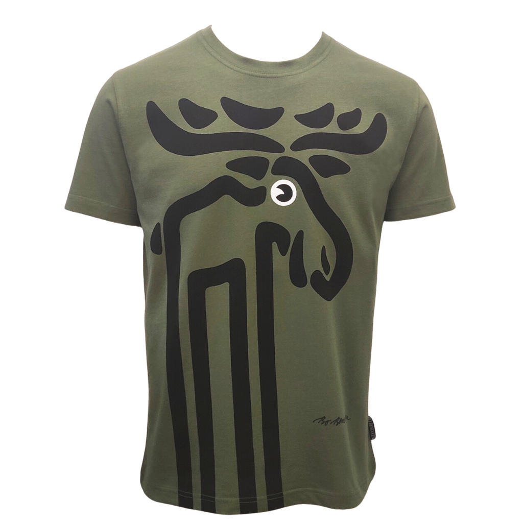 T-Shirt mit großem Elch - Grün - Bo Bendixen