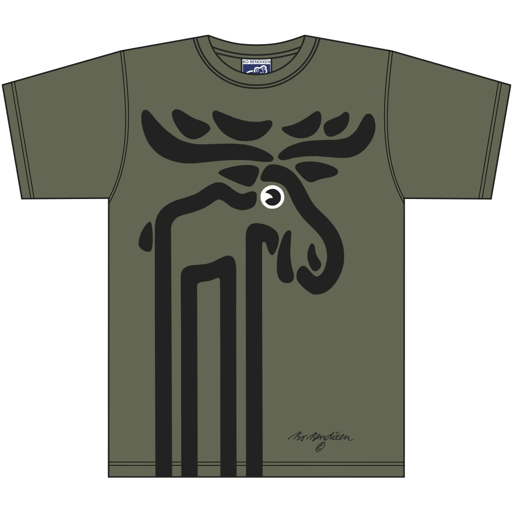 T-Shirt mit großem Elch - Grün - Bo Bendixen