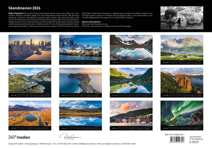 Scandinavia - 360° Premium Wall Calendar 2026 - 50 x 35 cm - 360Grad Medien