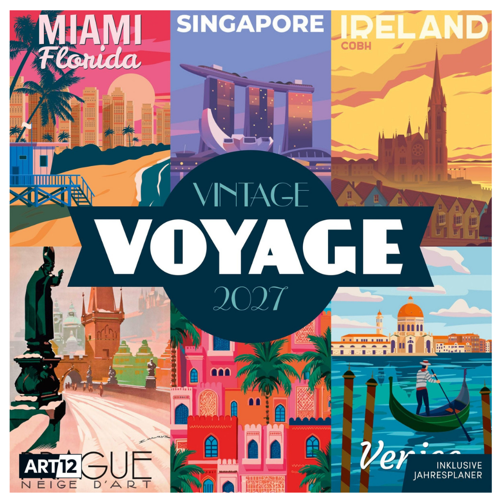 Vintage Voyage - Kalender 2027 - 30 x 30 cm - Ackermann Kunstverlag