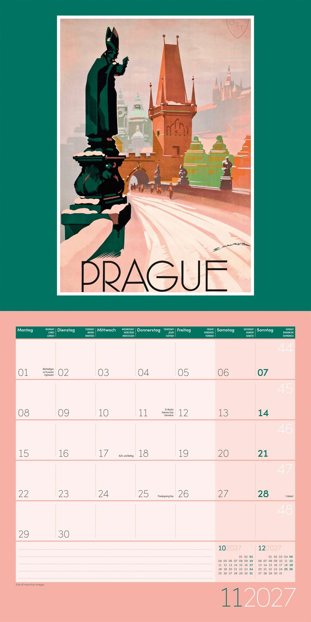 Vintage Voyage - Kalender 2027 - 30 x 30 cm - Ackermann Kunstverlag