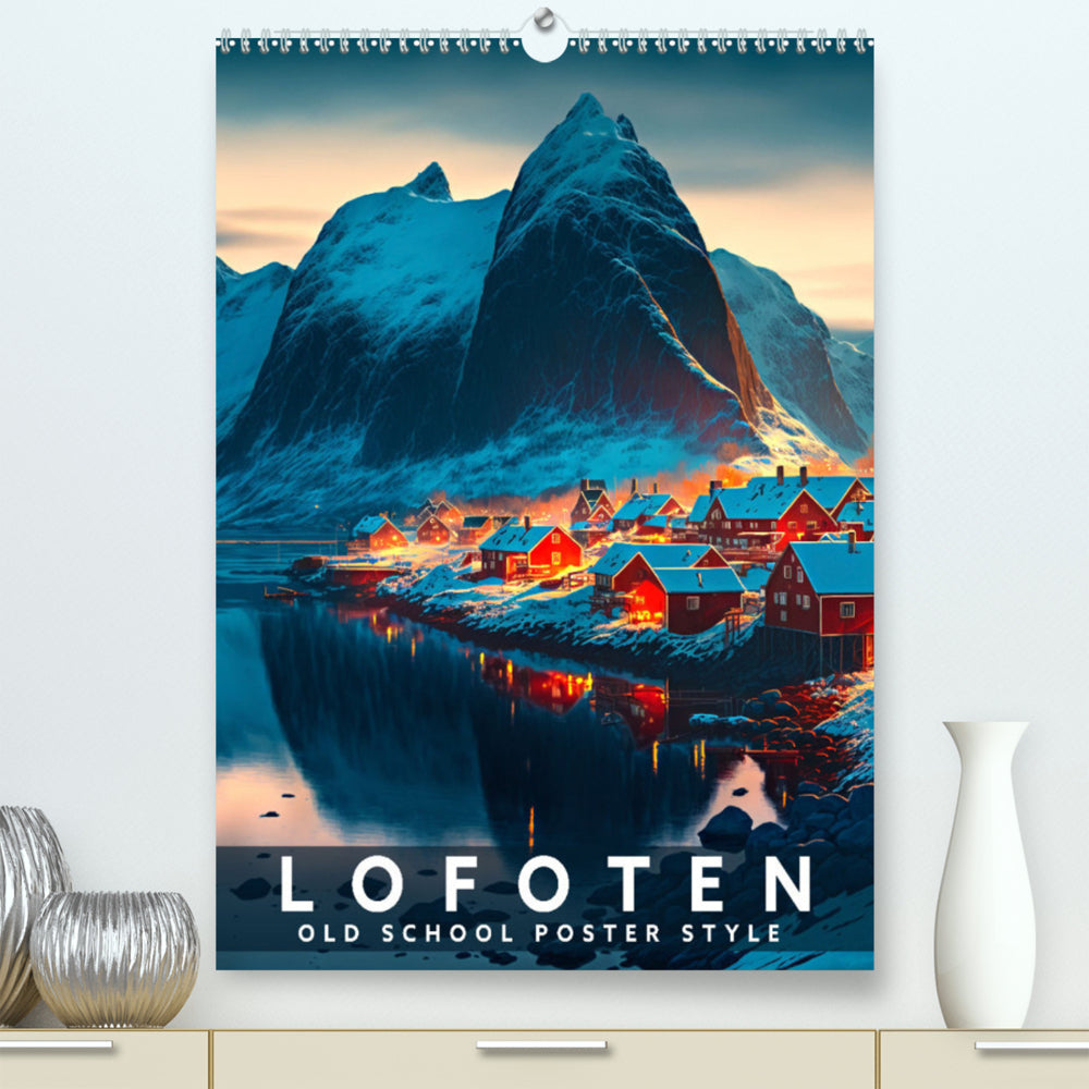 Lofoten - Old School Poster Style - Wandkalender 2024