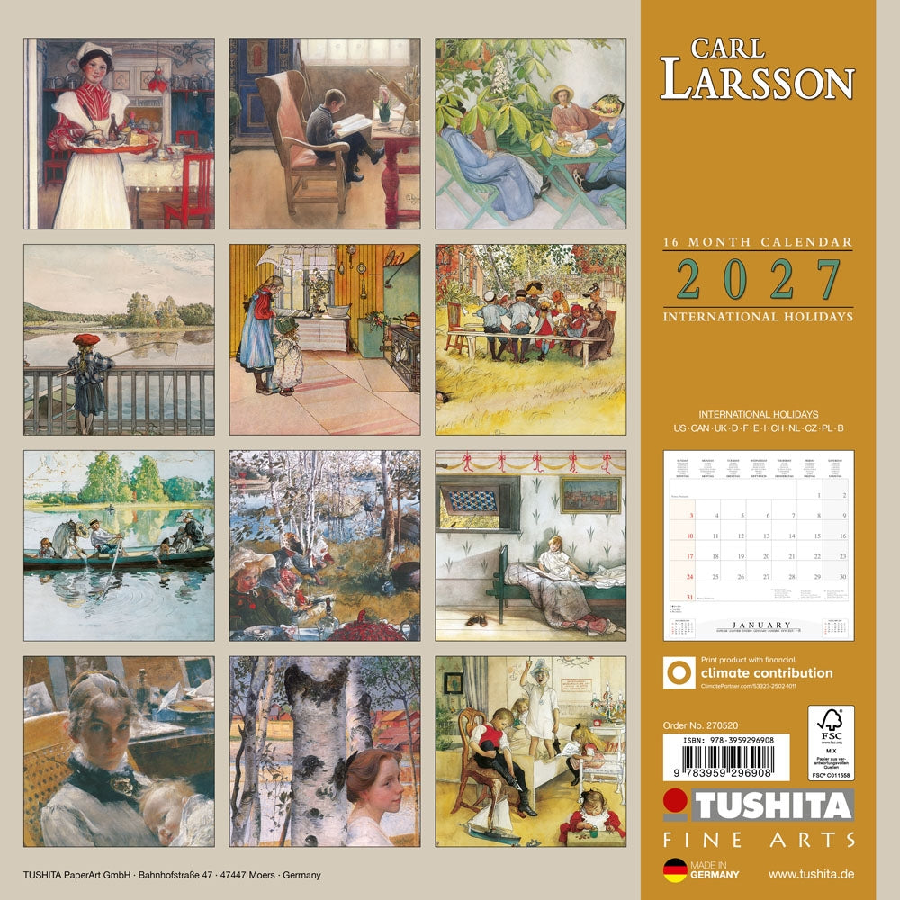 Carl Larsson - Wandkalender 2027 - 30 x 60 cm - Tushita Verlag
