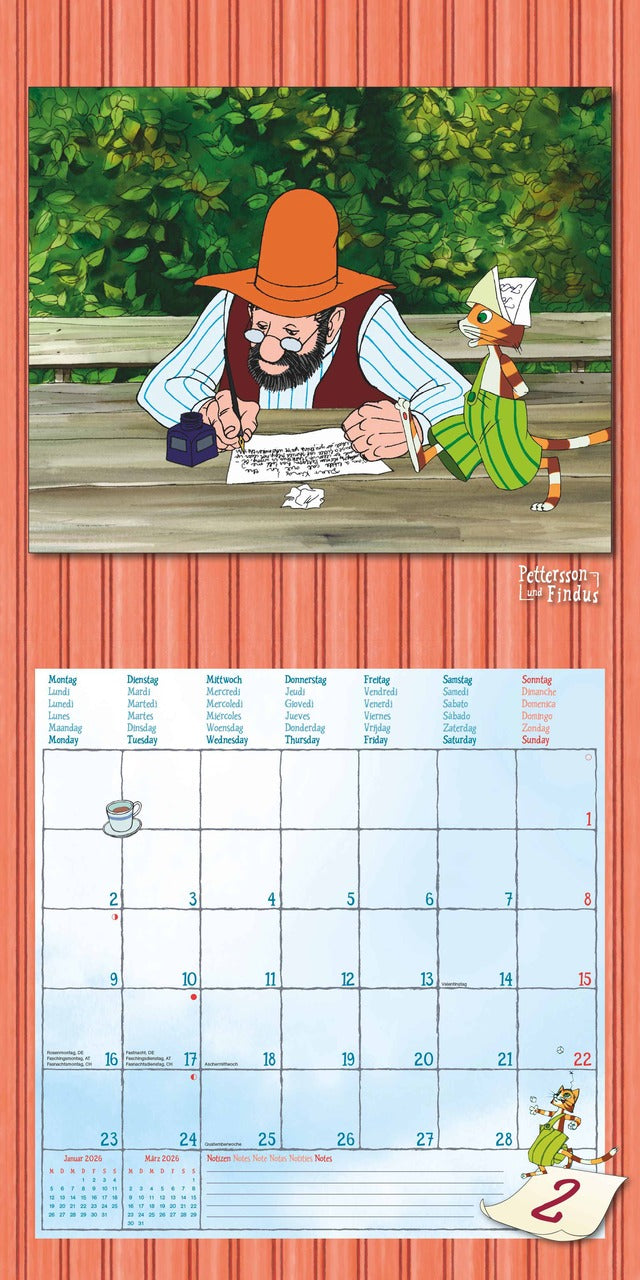 Pettersson und Findus - Kinderkalender 2026 -30 x 60 cm - Alpha Edition