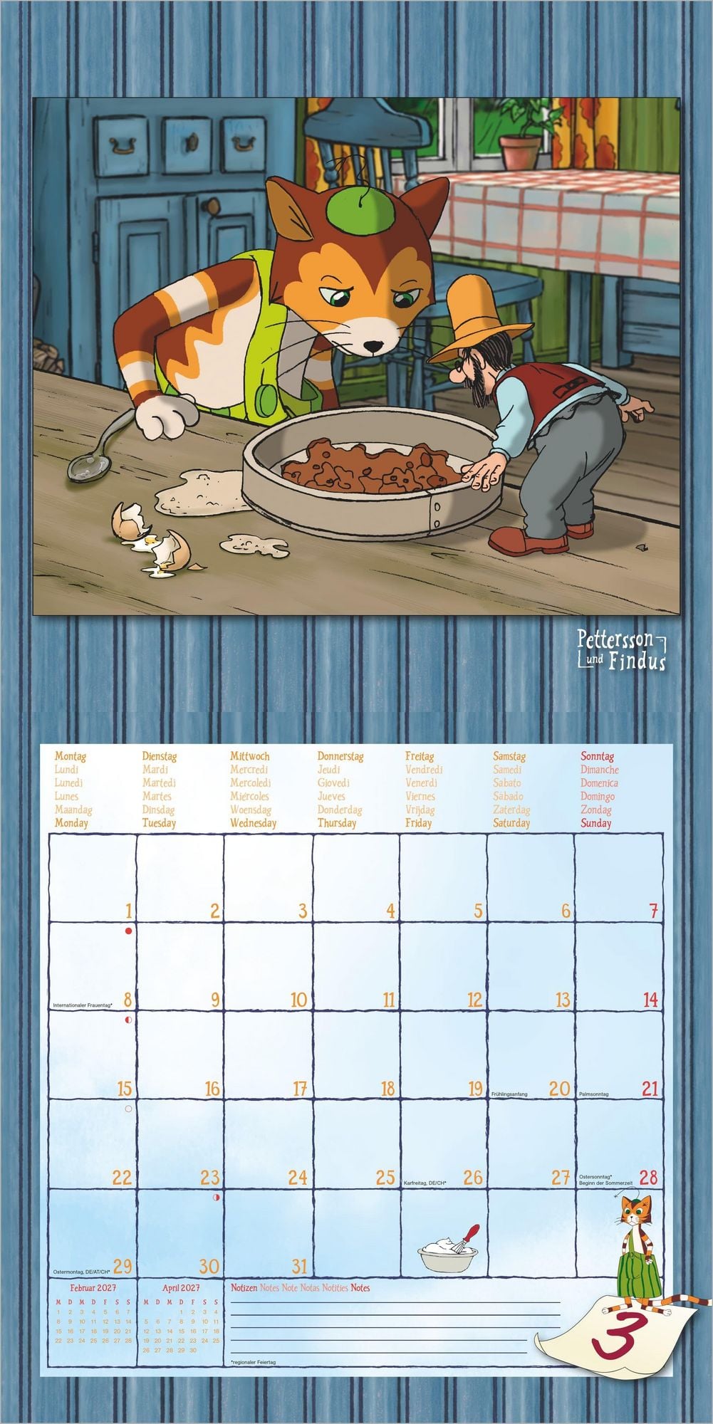 Pettersson und Findus - Kinderkalender 2027 -30 x 60 cm - Alpha Edition