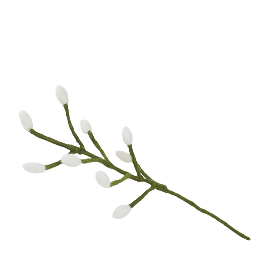 Grüner Zweig mit weißen Glocken - Wollfilz - handgearbeitet