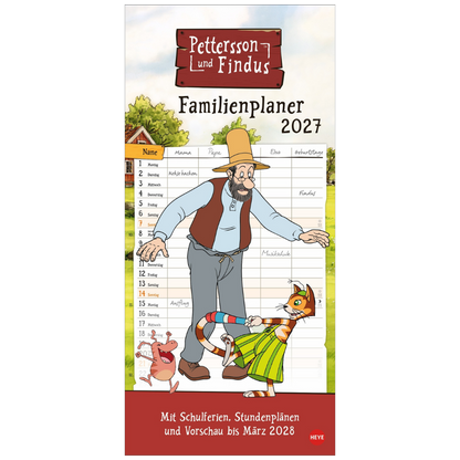 Pettersson und Findus - Familienplaner 2027 - 21 x 45 cm - Heye Verlag