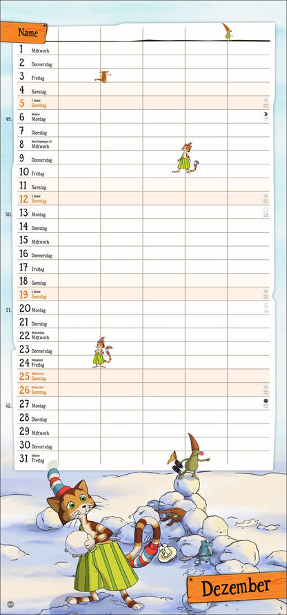 Pettersson und Findus - Familienplaner 2027 - 21 x 45 cm - Heye Verlag