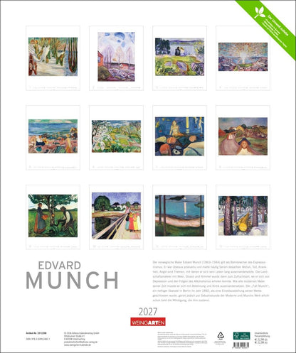 Edvard Munch - Wandkalender 2027 - 55 x 46 cm - Weingarten Kunstverlag