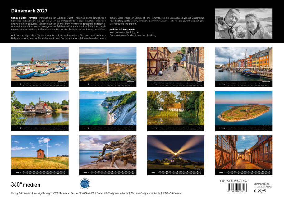 Dänemark - 360° Premium-Wandkalender 2027 - 50 x 35 cm - 360Grad Medien
