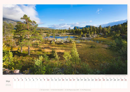 Nordische Nationalparks - Wandkalender 2026 - 59 x 42 cm - Trabandt Medien