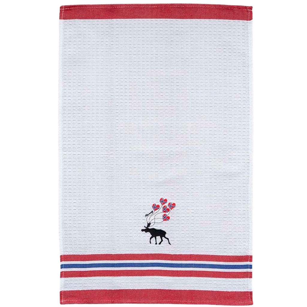 Norge Elch Küchenhandtuch - Weiß / Rot / Blau