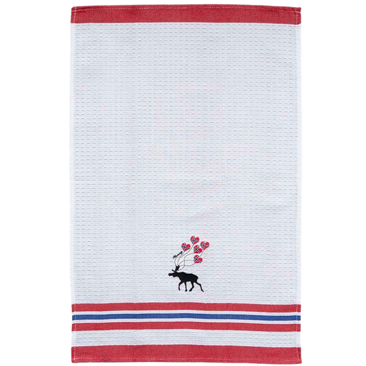 Norge Elch Küchenhandtuch - Weiß / Rot / Blau