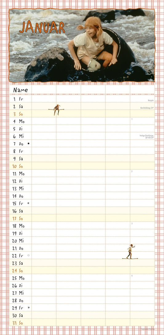 Pippi Langstrumpf Familienplaner 2027 - 22 x 45 cm - DuMont Kalenderverlag