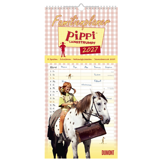 Pippi Langstrumpf Familienplaner 2027 - 22 x 45 cm - DuMont Kalenderverlag
