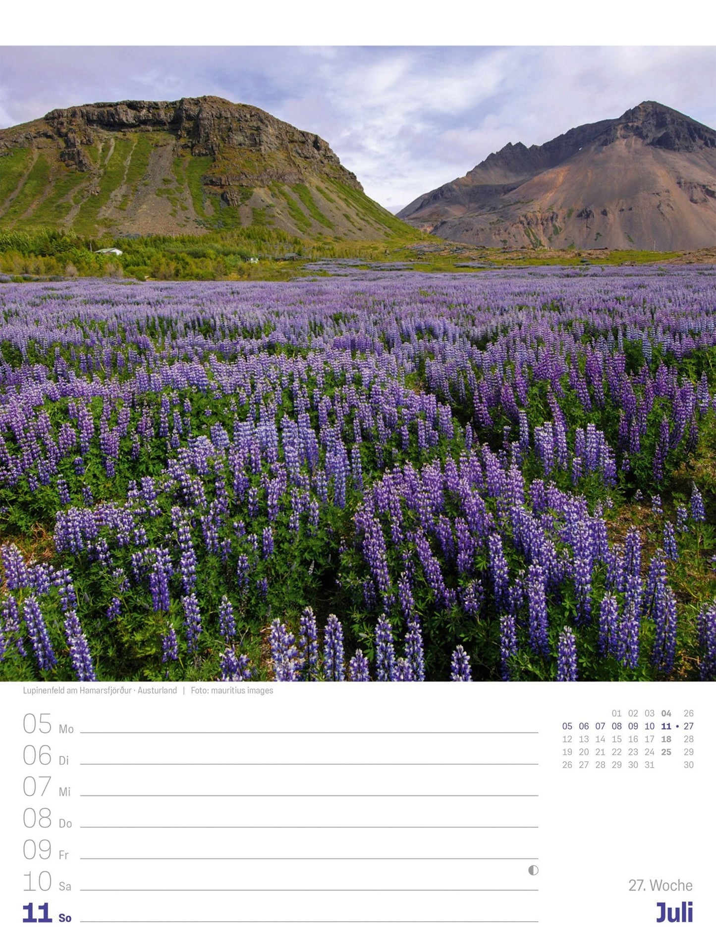 Island - Die Insel aus Feuer und Eis - Wochenplaner Kalender 2027 - 25 x 33 cm