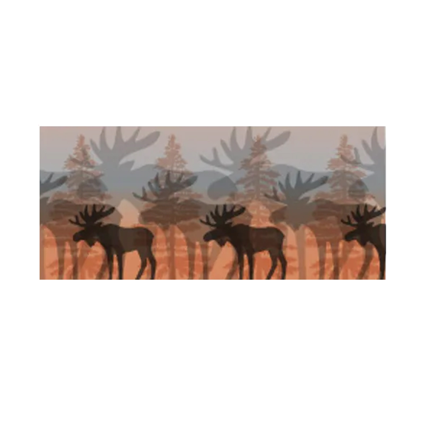 Damenschal -  Elch im Wald -  Grau / Dunkelgrau / Orange - 180 x 80 cm