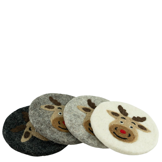 Filzuntersetzer Elch aus Wolle - 4er-Set - ø 10 cm